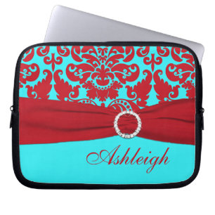 Portátil Funda para portátiles Aqua y Red Damask FAUX