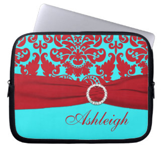 Portátil Funda para portátiles Aqua y Red Damask FAUX