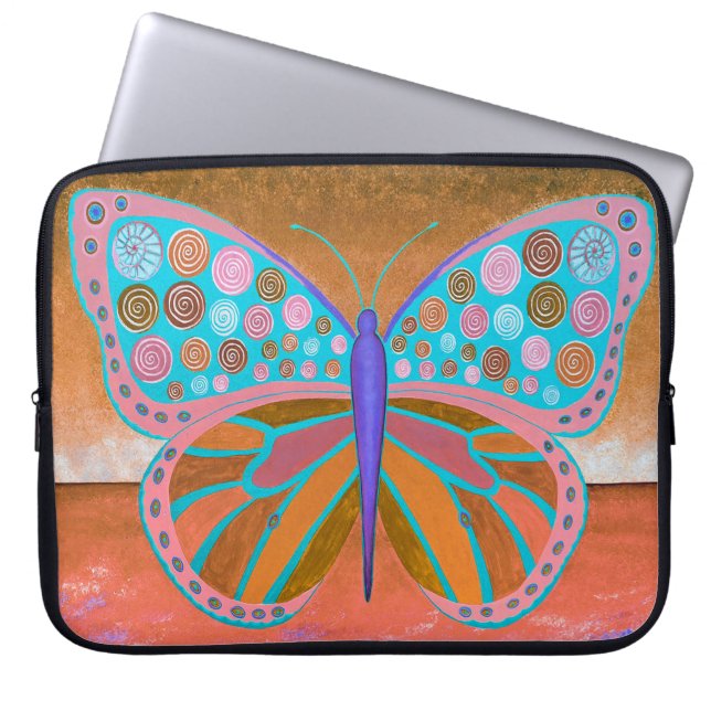 Portátil Funda para portátiles de mariposa de cobre (Frente)