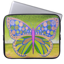 Funda para portátiles de mariposa verde oceánica