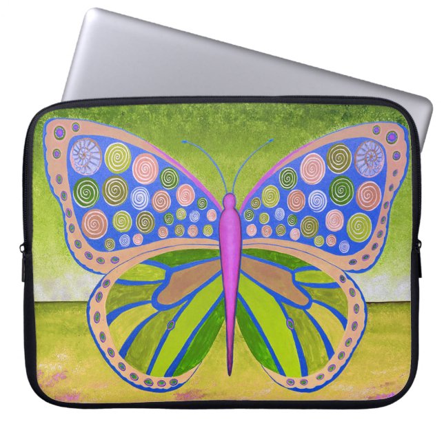 Portátil Funda para portátiles de mariposa verde oceánica (Frente)