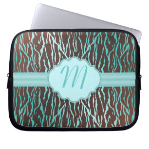 Portátil Funda para portátiles en monograma marrón y turque