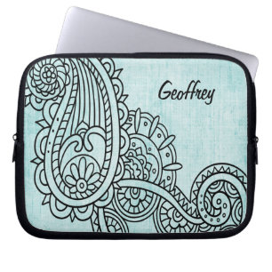 Portátil Funda para portátiles Turquoise Mehndi Motif