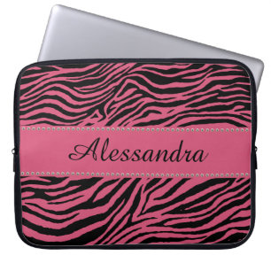 Portátil Funda personalizada para portátiles de cebra rosa