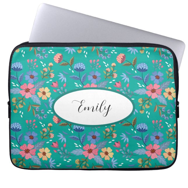 Portátil Funda personalizada para portátiles florales Verde (Frente)