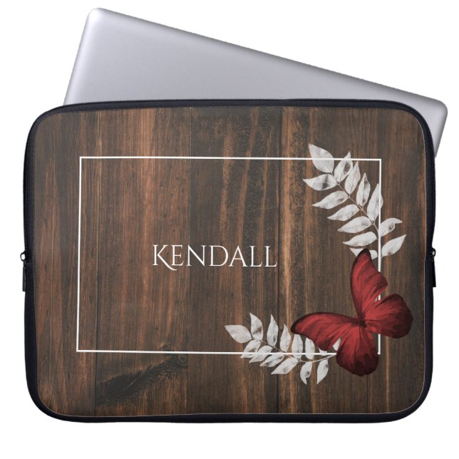 Portátil Funda personalizada Rustic Red Butterfly para port (Frente)