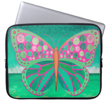 Funda Verde azulada para portátiles de mariposa oc