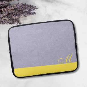 Portátil Monograma Lavanda Elegante Amarillo Funda para Por
