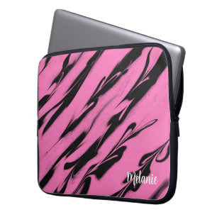 Portátil Rayas de cebra rosada Funda para portátiles