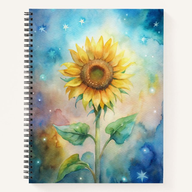 Portátil y diarios de girasol (Anverso)