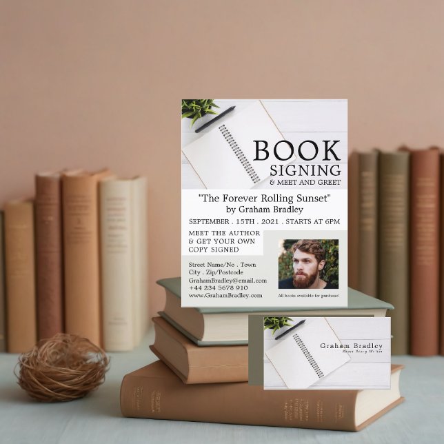 Portátil y pluma, publicidad de firma de libros de (Subido por el creador)