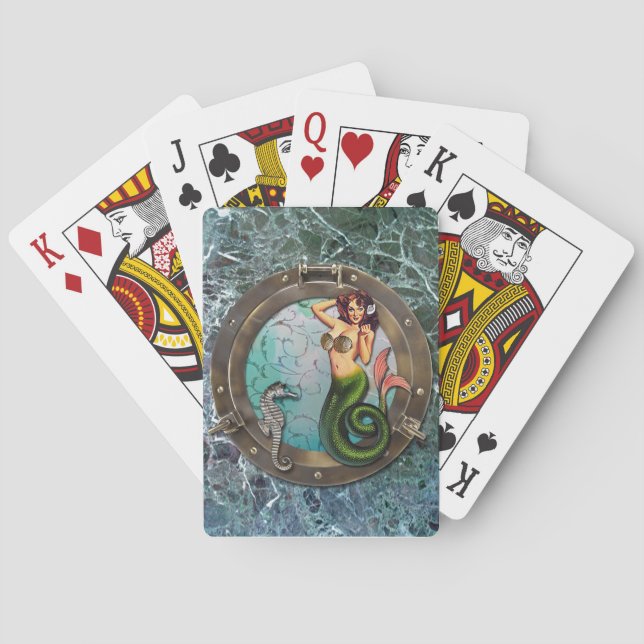 PORTHOLE MERMAID, cartas de juego de arte alterada (Reverso)