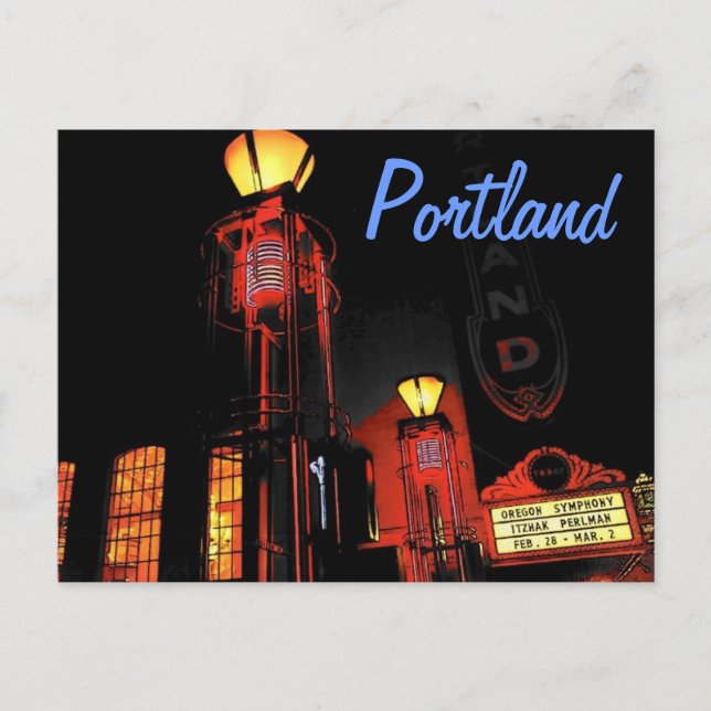 Portland en la tarjeta postal nocturna (Anverso)