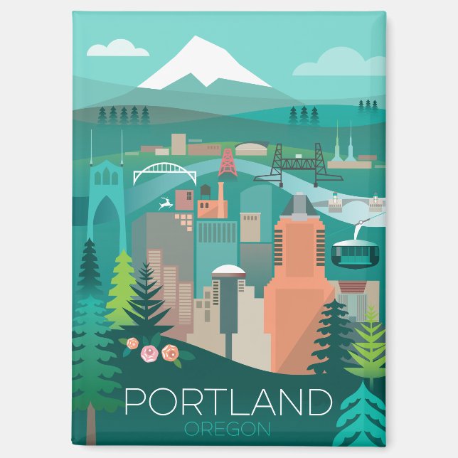 Portland, imán del refrigerador de Oregon (Anverso)