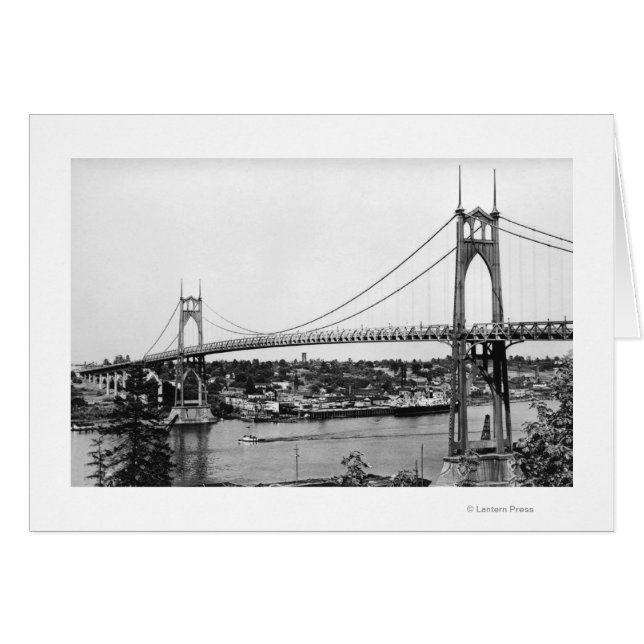 Portland, OR vista del puente St. John sobre (Anverso (Horizontal))