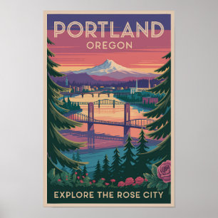 Portland Oregon Monte Hood Viajes Arte Vintage