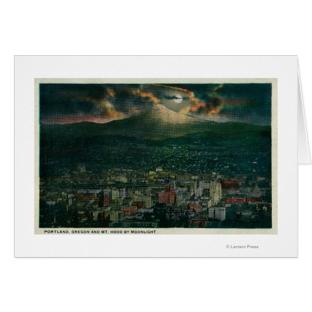 Portland y Mt. Hood por Moonlight (Anverso (Horizontal))