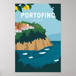 Portofino Italia Retro Viaje Arte Vintage