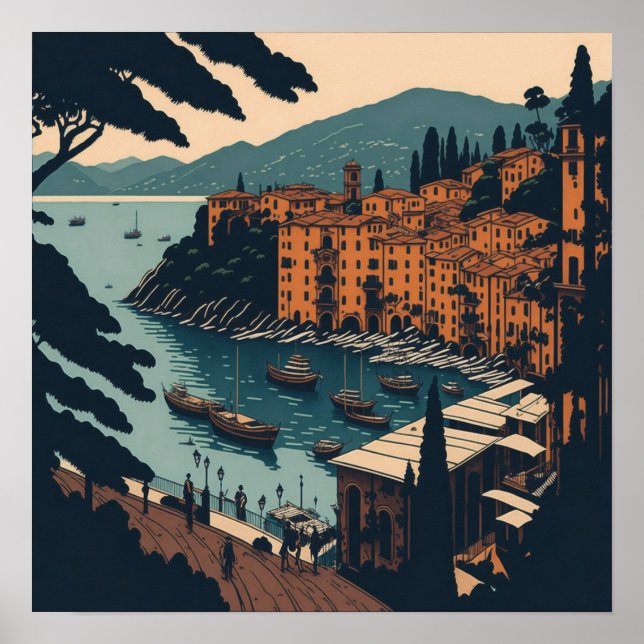 Portofino Italia Viaje Arte Vintage (Frente)