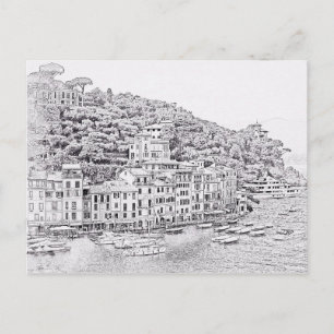 Portofino romántico de ensueño, postal de Italia