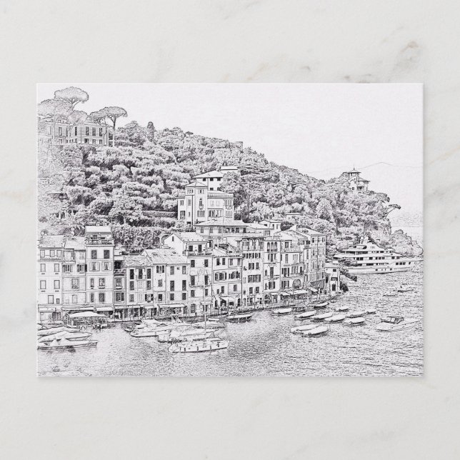 Portofino romántico de ensueño, postal de Italia (Anverso)