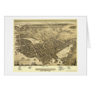 Portsmouth, mapa panorámico del NH - 1877