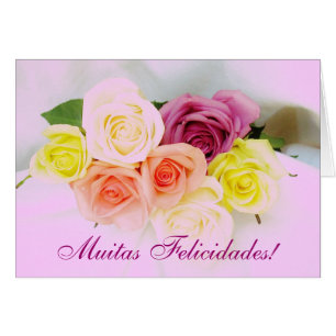 Portugués: ¡Felicidades! rosas y colores de la