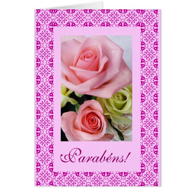 Portugués: ¡Parabenes! - rosas (Frente)