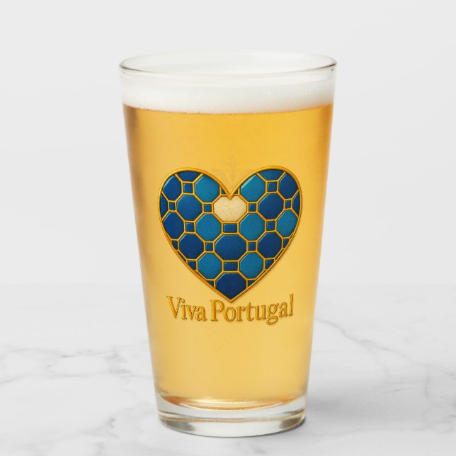 Portuguese Azulejo Heart Glass Cup  (Reverso (lleno))