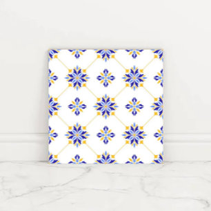 Portuguese Blue and Gold Azulejo Ceramic