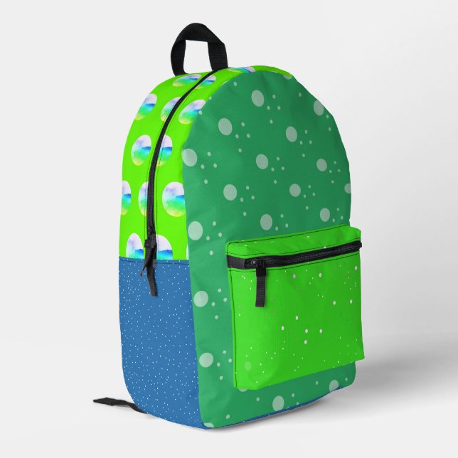 Pos de polka artística azul verde Mochila (Esquina izquierda trasera)