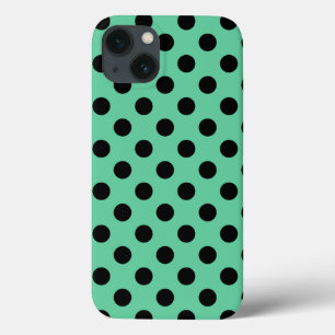 Pos de polka negro sobre el Funda verde menta-Mate