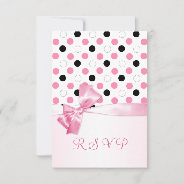 Pos de polka negros, rosados y blancos RSVP (Anverso)