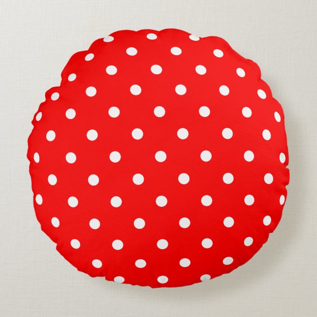Pos rojos de polka alrededor de la almohada (Anverso)