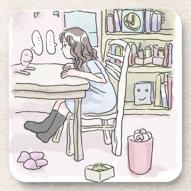 POSAVASOS さいくさじ　お部屋で机に向かう (Frente)