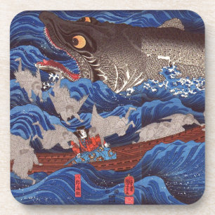 Posavasos 怪 物 鮫,国 Monster Shark, Kuniyoshi, Ukiyo-e