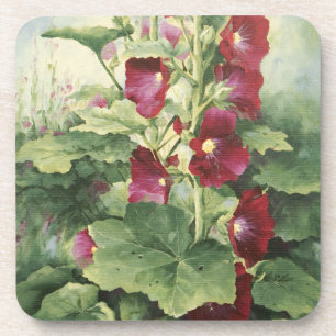Posavasos 0536 Montaña de corcho Hollyhocks de Borgoña