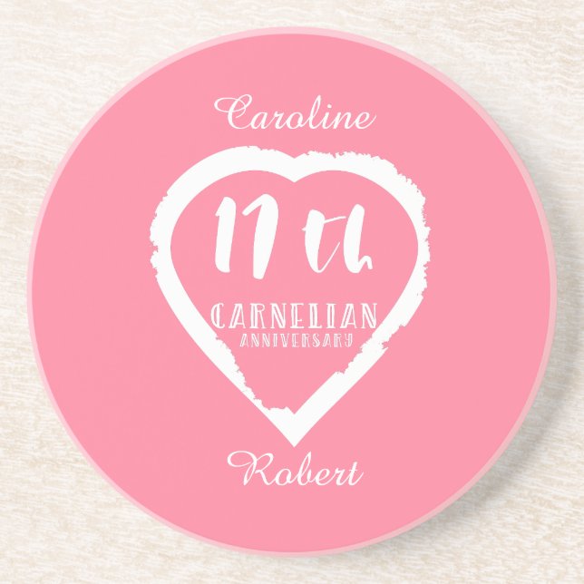 Posavasos 17.º aniversario Boda carneliano tradicional (Frente)
