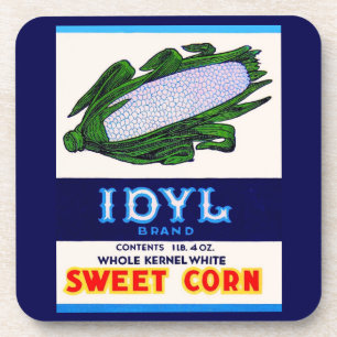 Posavasos 1930s Idyl Sweet Corn label