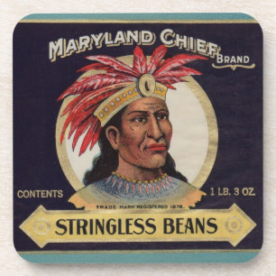 Posavasos 1930s Maryland Chief Stringless Beans label