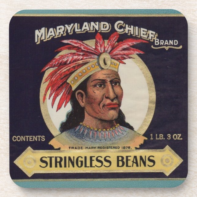 Posavasos 1930s Maryland Chief Stringless Beans label (Frente)