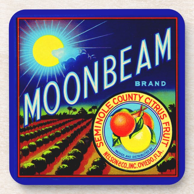 Posavasos 1940s fruit crate label Moonbeam brand citrus (Frente)