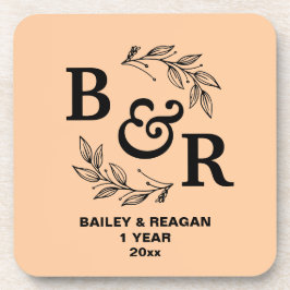 Posavasos 1.ᵉʳ Aniversario Boda deja a Motif Monograma