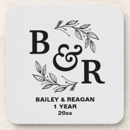 Posavasos 1.ᵉʳ Aniversario Boda deja a Motif Monograma