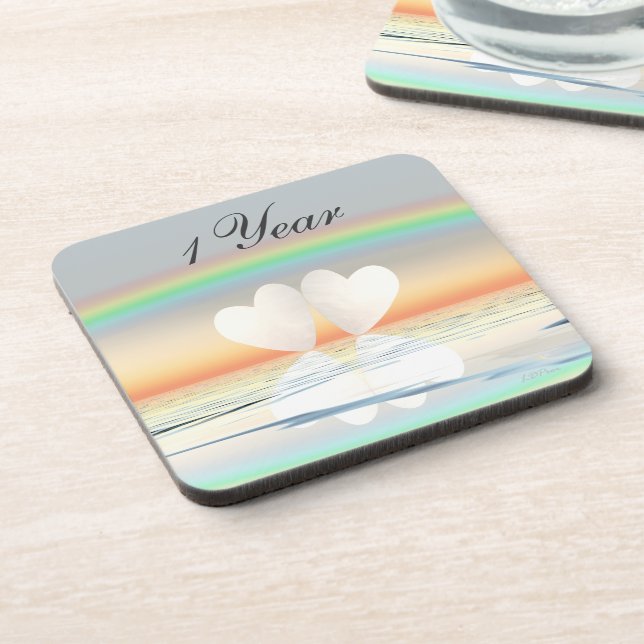 Posavasos 1.ᵉʳ Corazón de papel de aniversario (Lado Izquierdo)