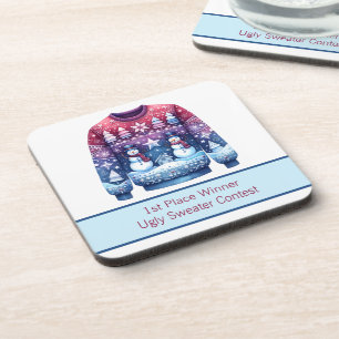 Posavasos 1.ᵉʳ Ganador Ugly Sweater Blue Red Purple