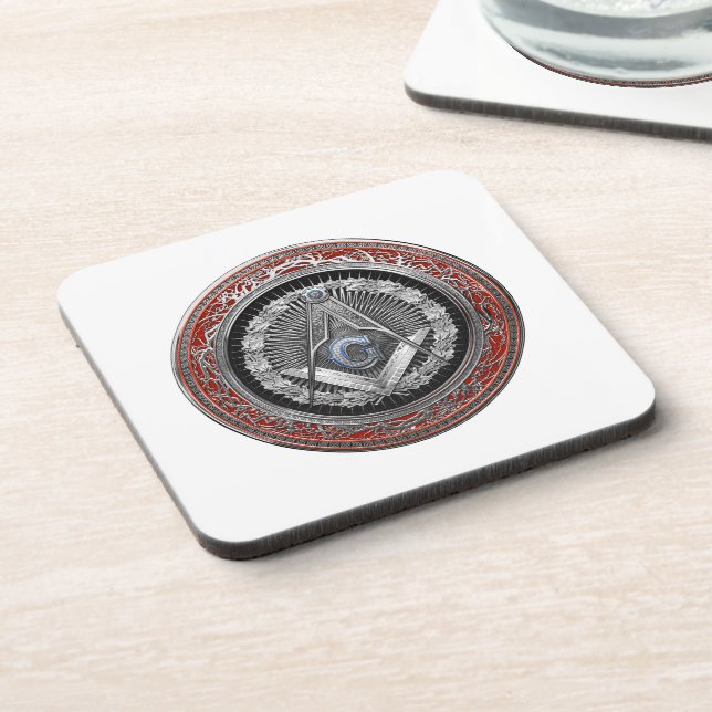 Posavasos [200] Master Mason - Silver Square & Compass (Lado Izquierdo)