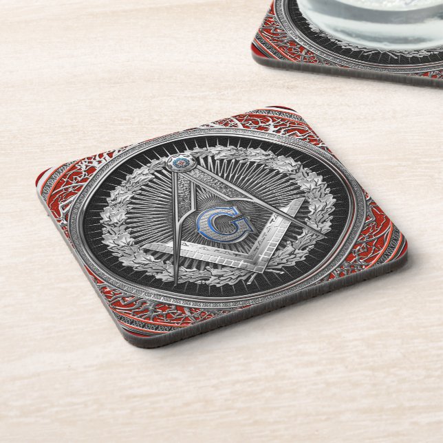 Posavasos [200] Master Mason - Silver Square & Compass (Lado Izquierdo)