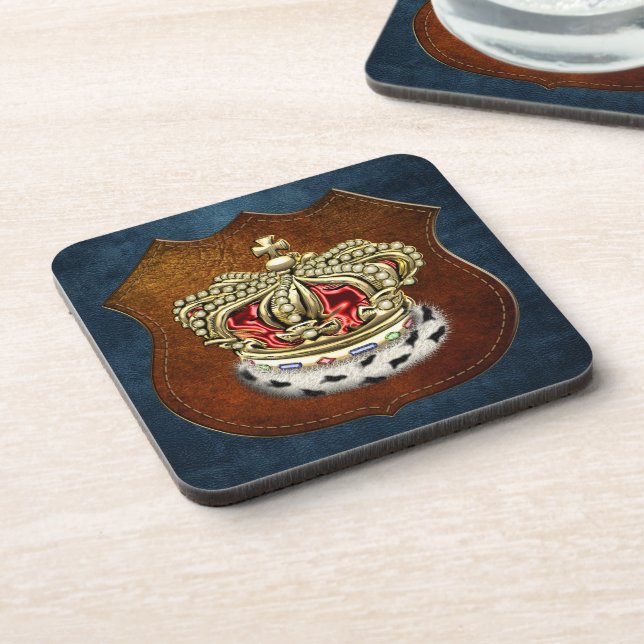 Posavasos [200] Príncipe [Rey] Corona Real [Piel + Oro][Rojo (Lado Izquierdo)