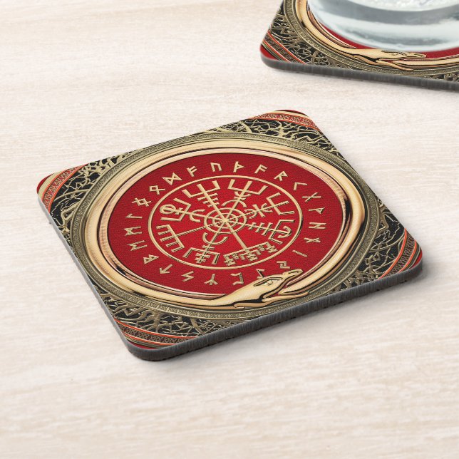 Posavasos [200] Vegvisir - Viking Gold Magic Runic Compass (Lado Izquierdo)